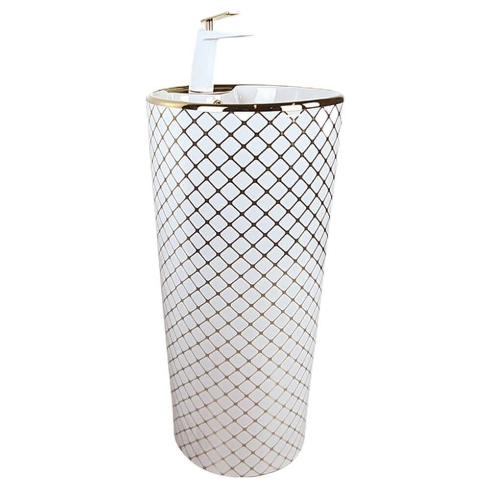 Pure ConceptGeometrik Beyaz/altın Monoblok Lavabo