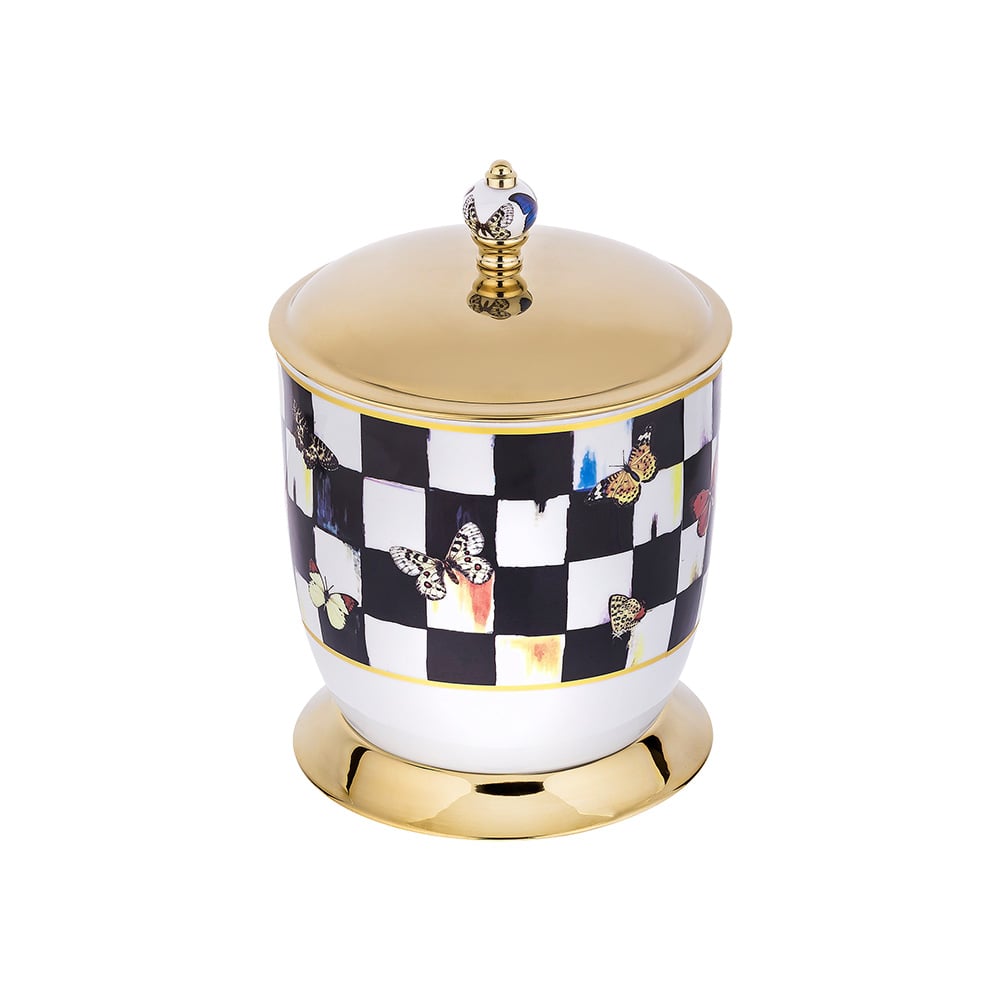 Pure ConceptGeometrik Checkers / Pvd Gold Çöp Kovası