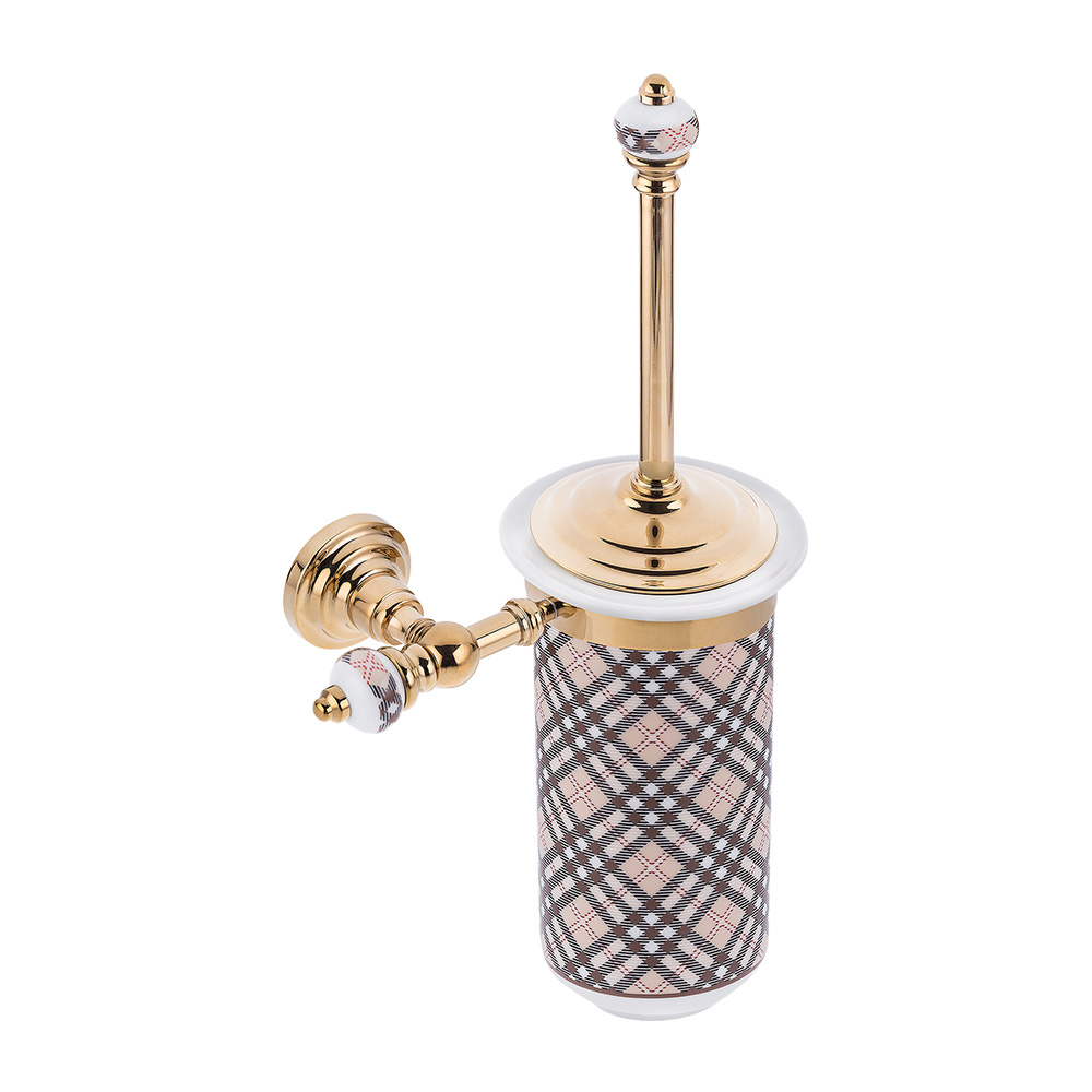 Pure ConceptGeometrik Ekose / Pvd Gold Montajlı Klozet Fırçası