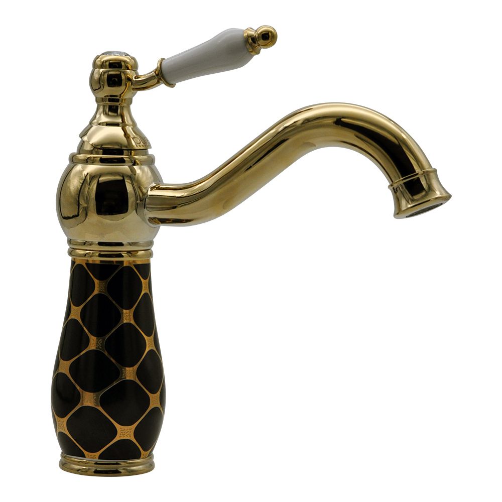 Pure ConceptGeometrik Siyah Altın Lavabo Bataryası