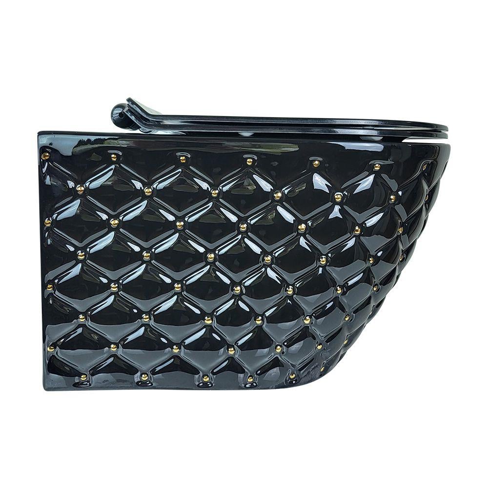 Pure ConceptKapitone Dot Siyah Gold Kanalsız Asma Klozet