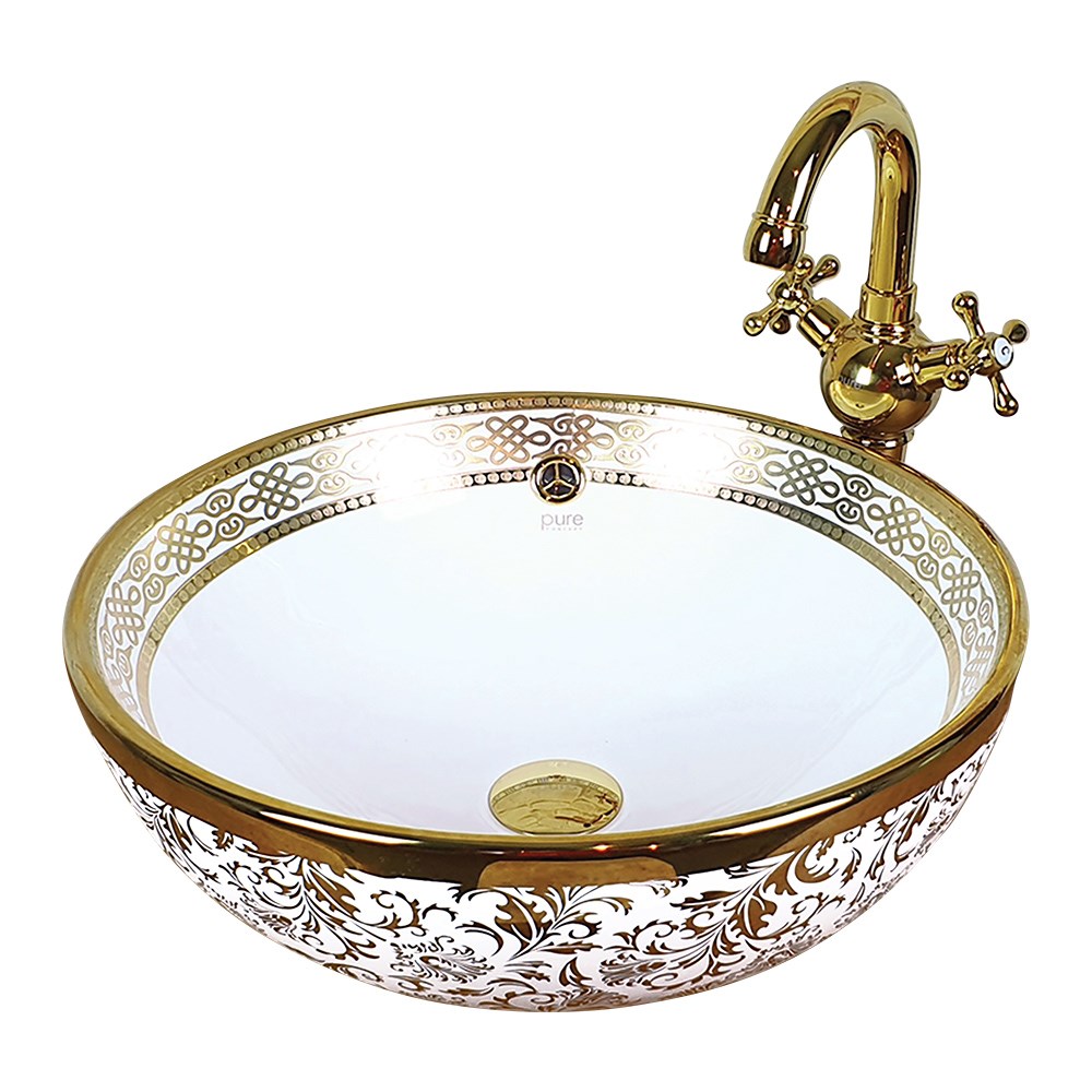 Pure ConceptLeaf Gold White Çanak Lavabo