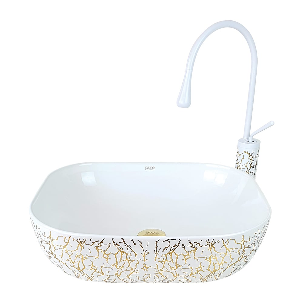 Pure ConceptMarble Beyaz Gold Tezgah Üstü Çanak Lavabo