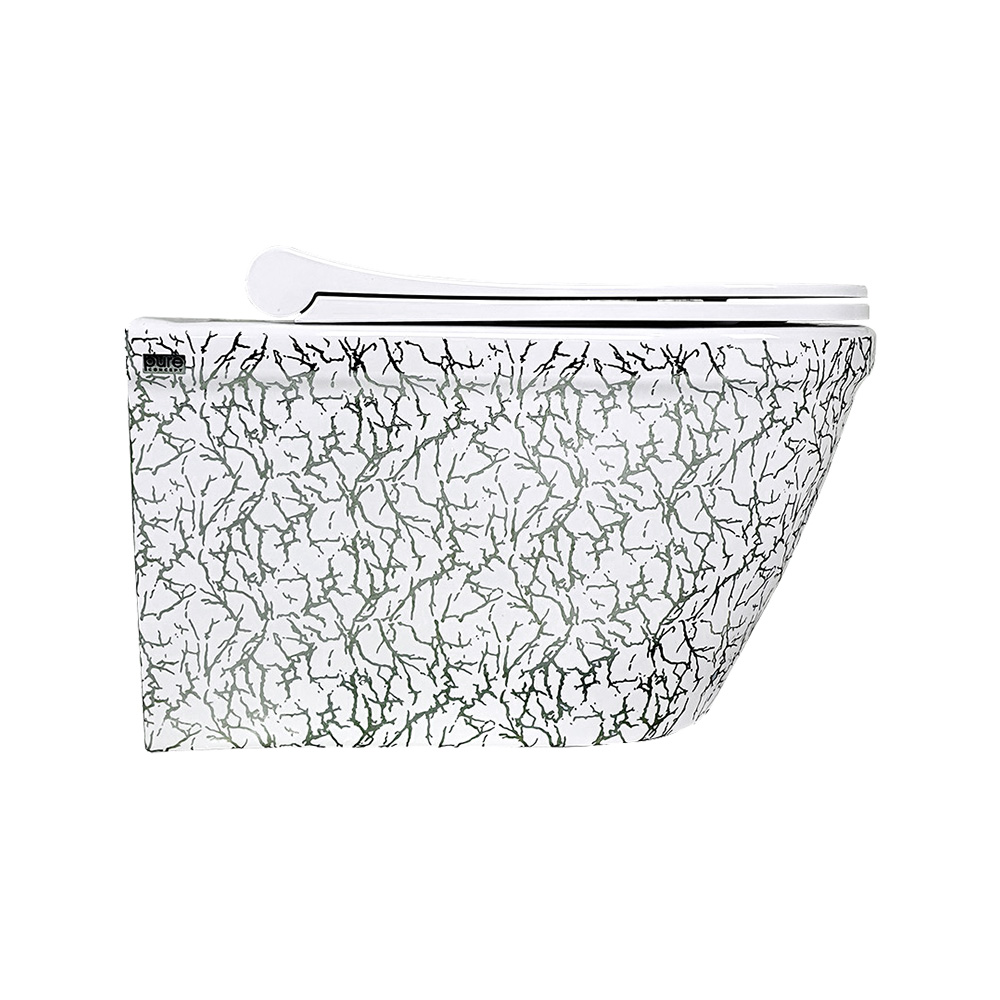 Pure ConceptMarble Beyaz Gümüş 52 cm Kanalsız Asma Klozet