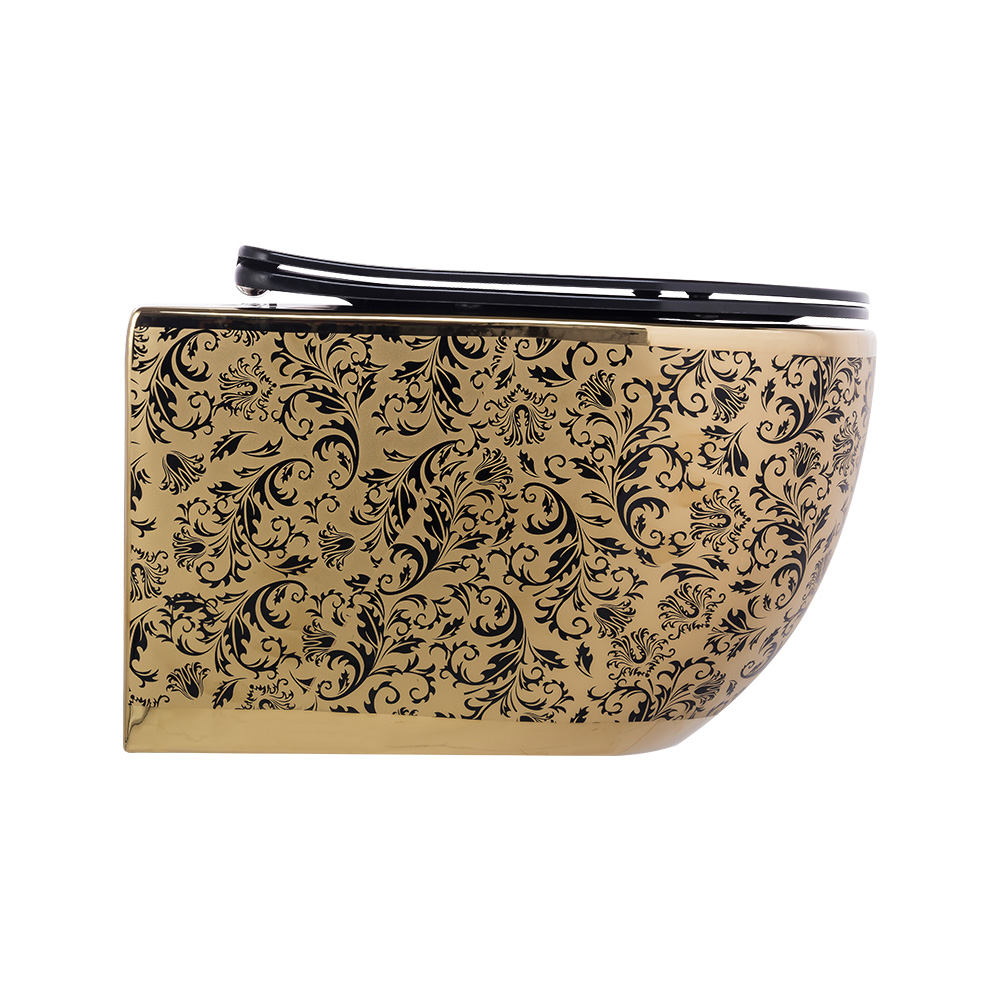 Pure ConceptMat Altın Siyah 53 cm Kanalsız Asma Klozet