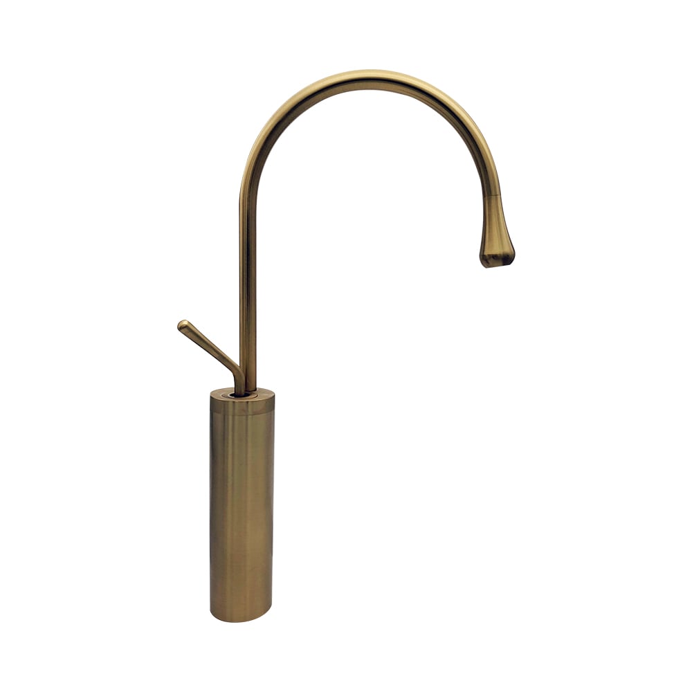 Pure ConceptMinimal Fırçalanmış Altın Çanak Lavabo Bataryası