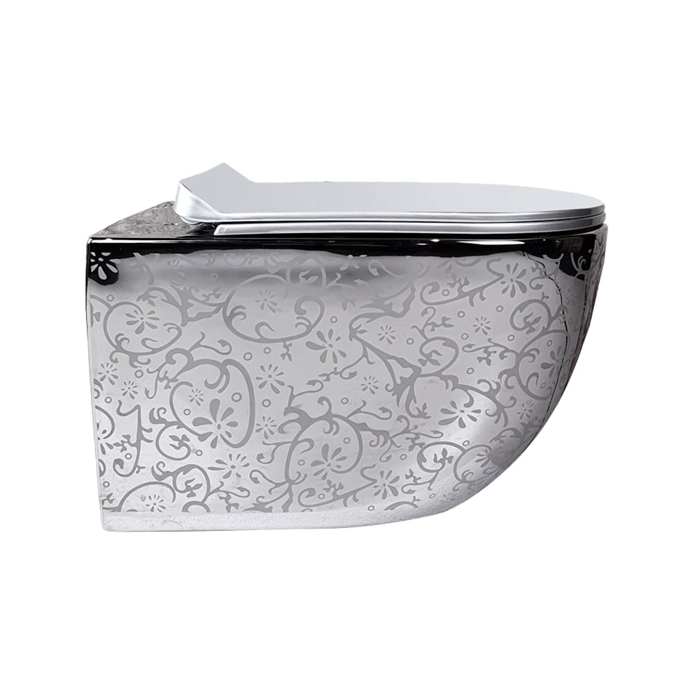 Pure ConceptPlatin Çiçekli 53 cm Kanalsız Asma Klozet