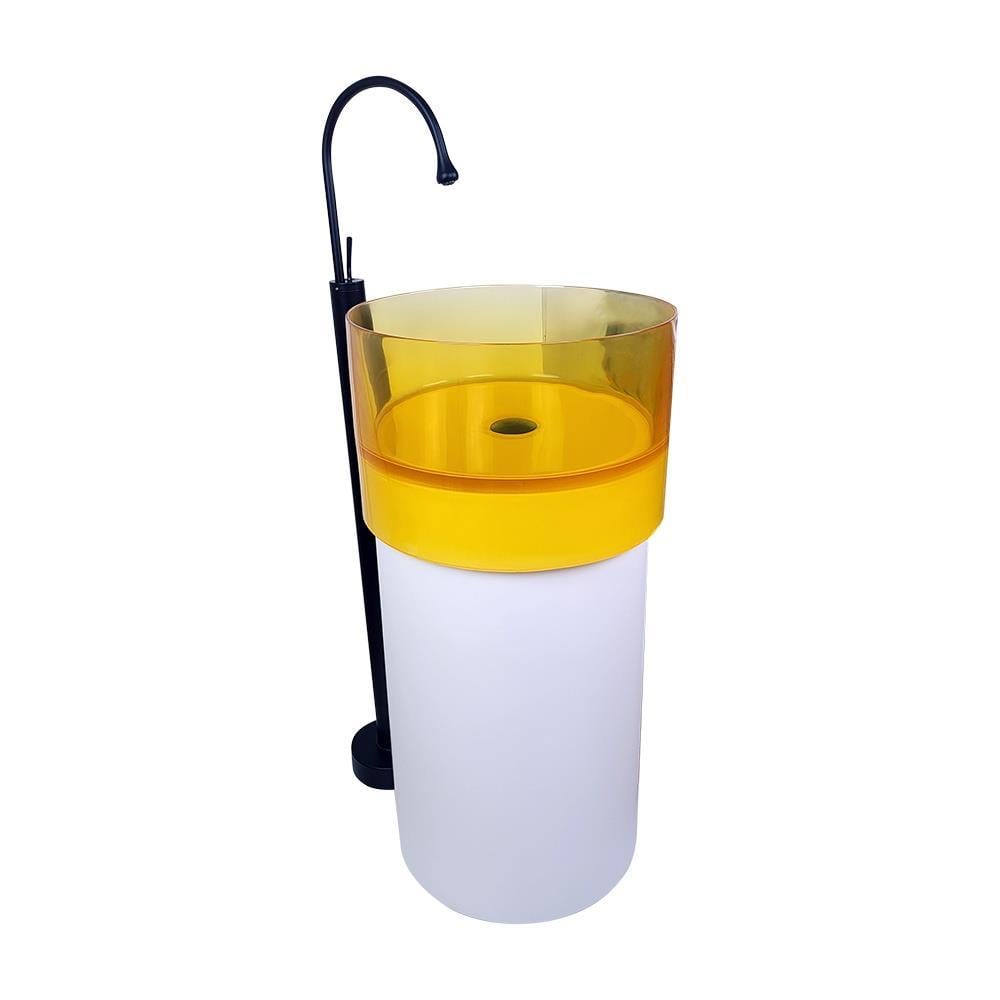 Pure ConceptPure Concept Crystal Şeffaf Sarı Beyaz Cam Monoblok Lavabo OUTLET