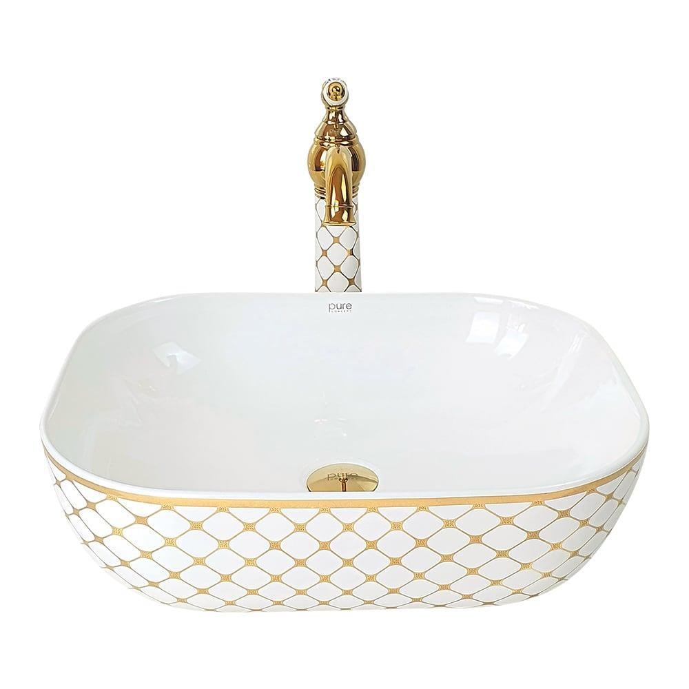 Pure ConceptPure Concept Geometrik Beyaz Altın Çanak Lavabo (Outlet)