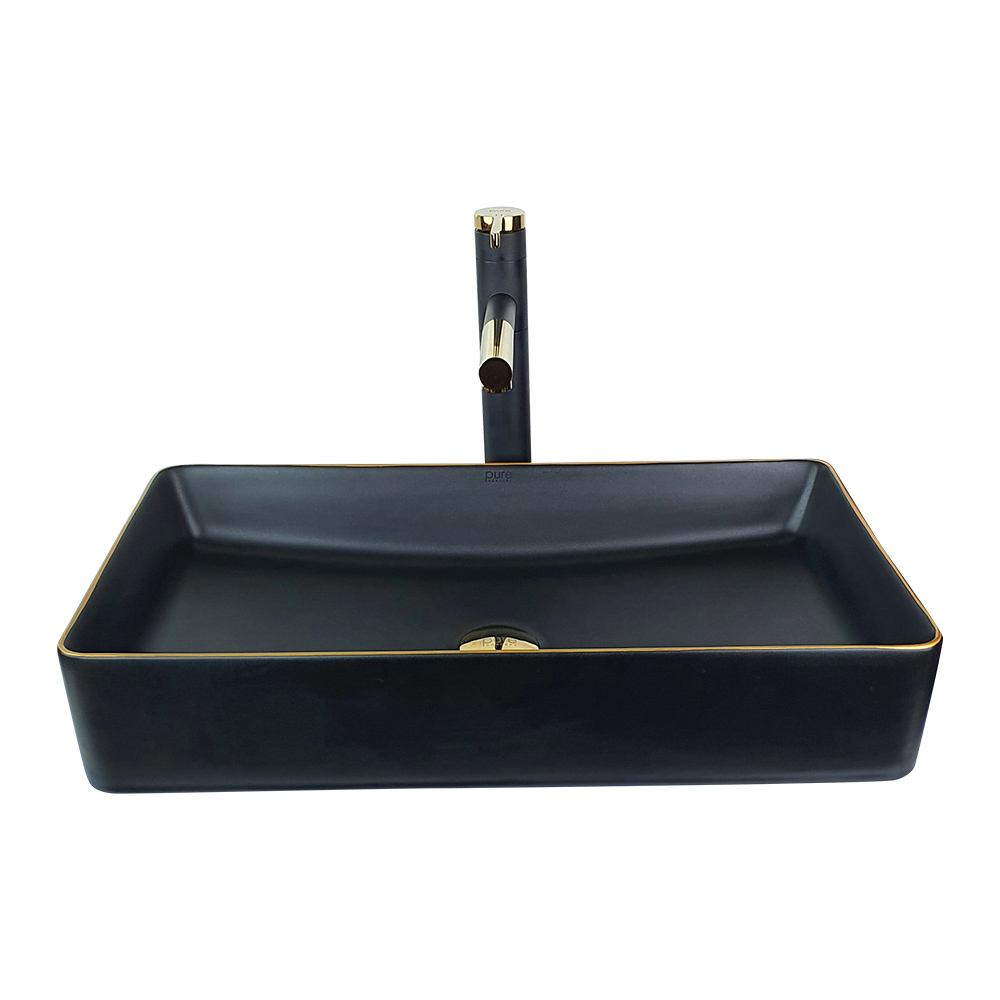 Pure ConceptSiyah Gold Tezgah Üstü Çanak Lavabo