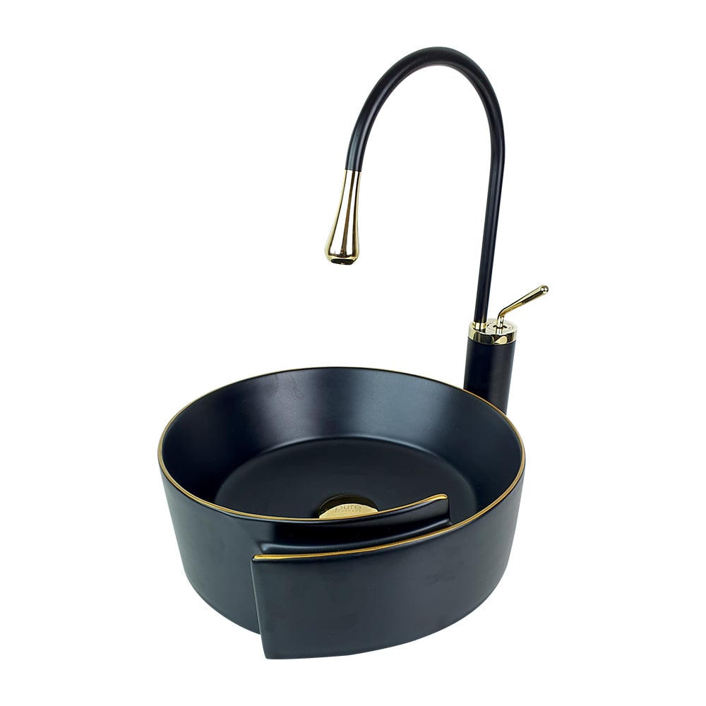 Pure ConceptSiyah Gold Tezgah Üstü Çanak Lavabo