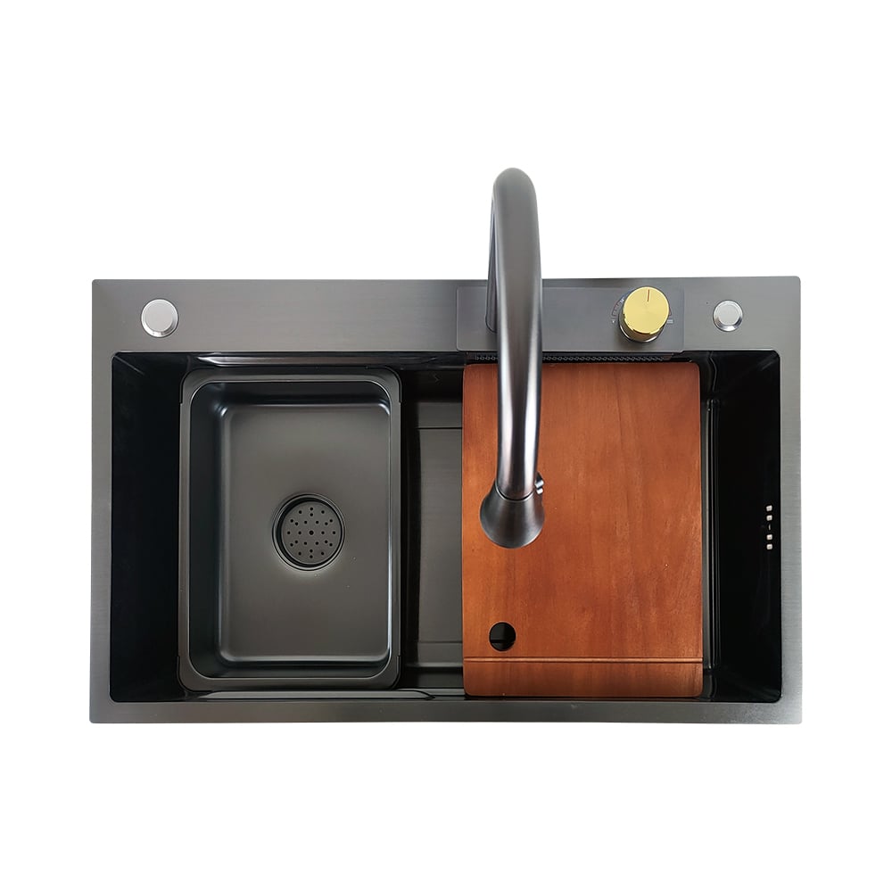 Pure ConceptSiyah Nano 75x45 Armatürlü Pas. Çelik Evye