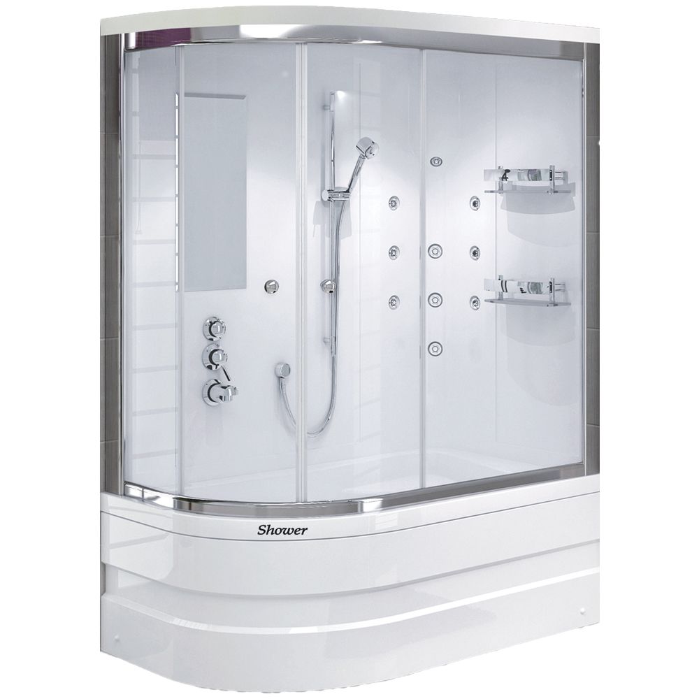 Shower100x140 Dina Asimetrik Küvet Üstü Kompakt Duş Sistemi