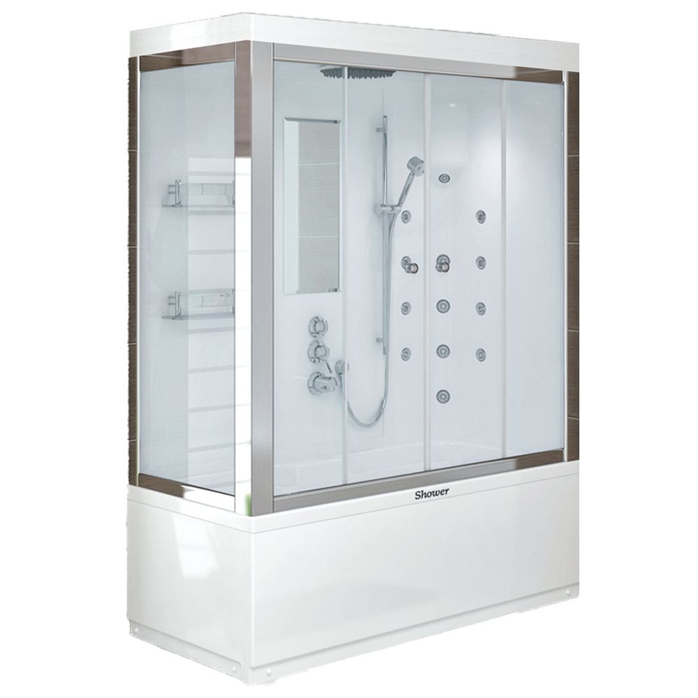 Shower80x190 Mathias Dikdörtgen Mini Küvet Üstü Kompakt Duş Sistemi