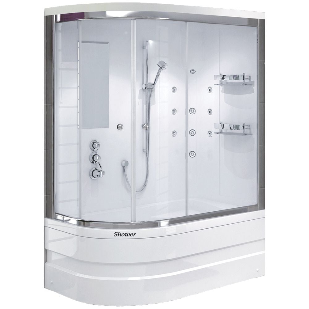 Shower90x150 Dina Asimetrik Küvet Üstü Kompakt Duş Sistemi