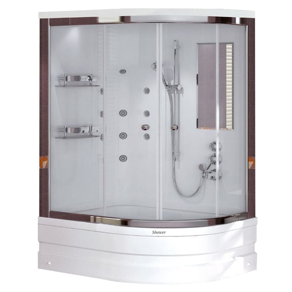 Shower90x160 Elenor Asimetrik Mini Küvet Üstü Kompakt Duş Sistemi