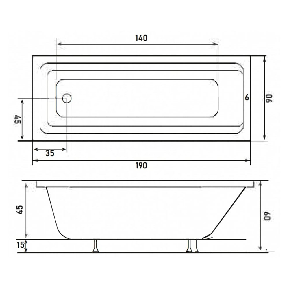 ShowerShower Poleti 190x90 cm Taşmalı Özel Küvet
