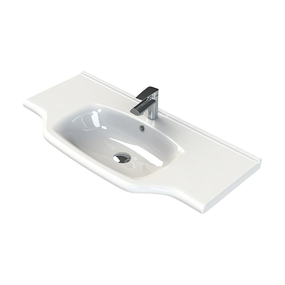 TurkuazCeraStyle Yeni Klasik 100 cm Beyaz Etajerli Lavabo