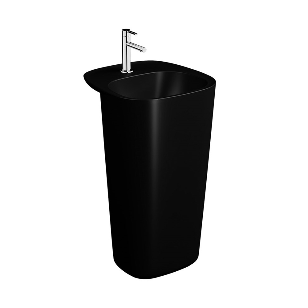 VitraPlural 50 cm Mat Siyah Monoblok Lavabo Taşma Deliksiz