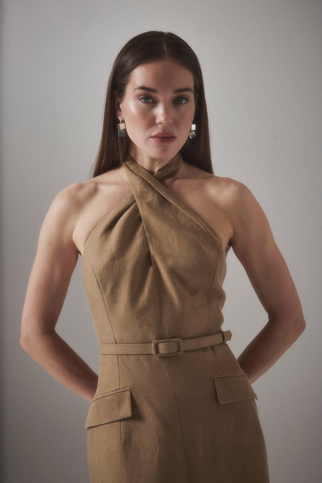 IRIS DRESS YIRTMAÇ DETAY ELBİSE