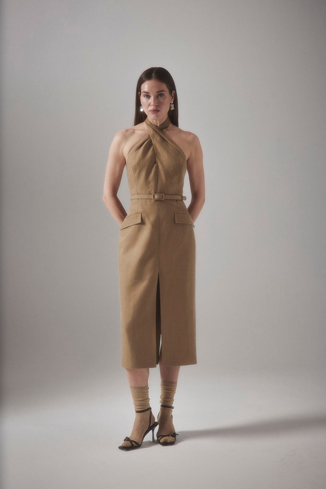IRIS DRESS YIRTMAÇ DETAY ELBİSE