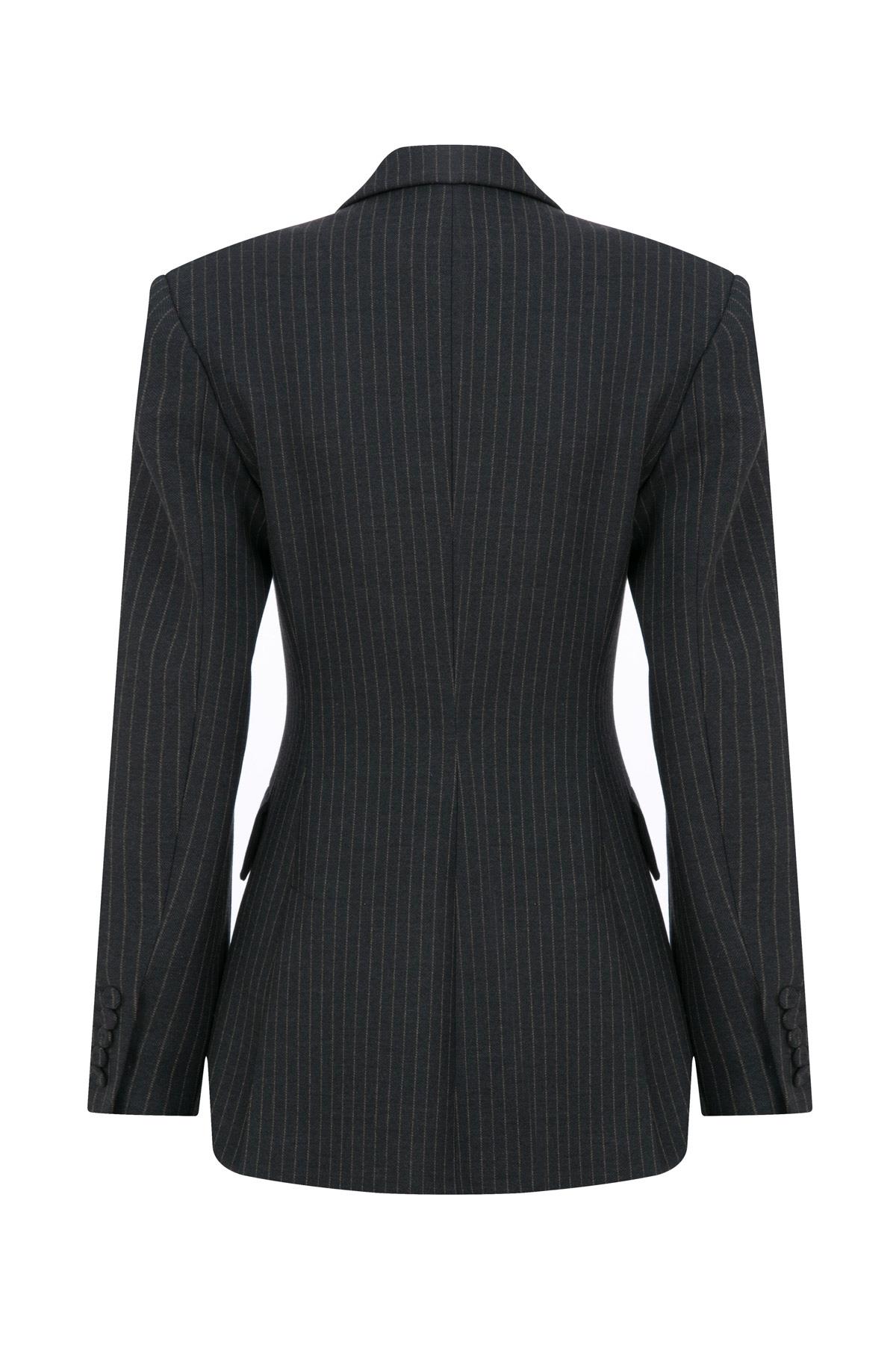 Ivv Gri Çizgili Blazer Ceket