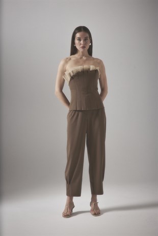 PORES PİLİ DETAY PANTALON