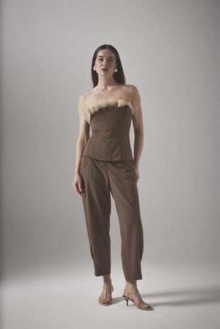 PORES PİLİ DETAY PANTALON