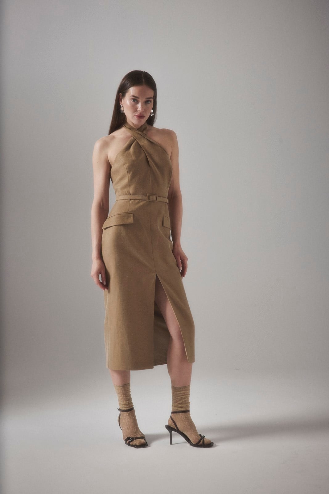 IRIS DRESS YIRTMAÇ DETAY ELBİSE
