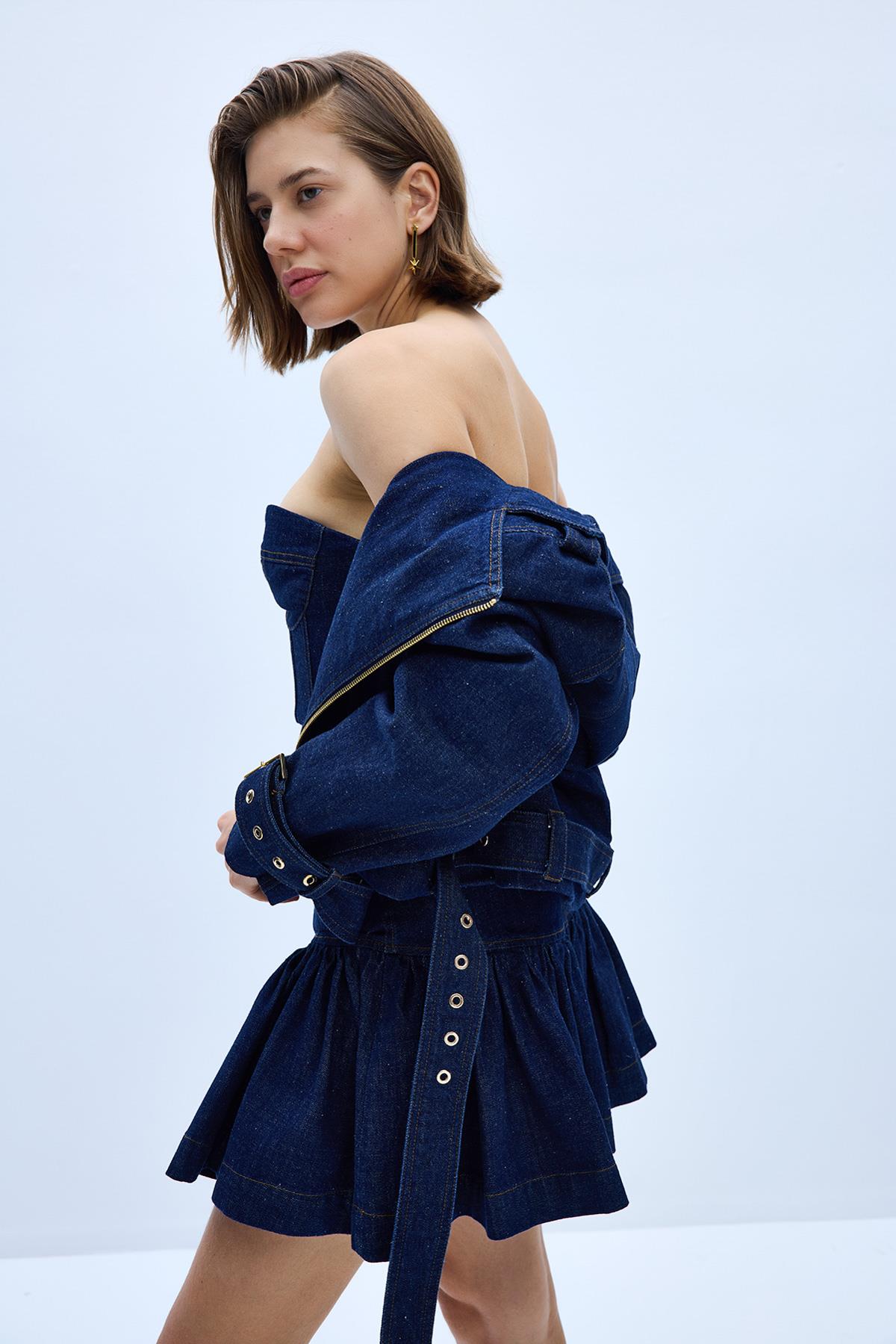 Larga Denim Şort Etek