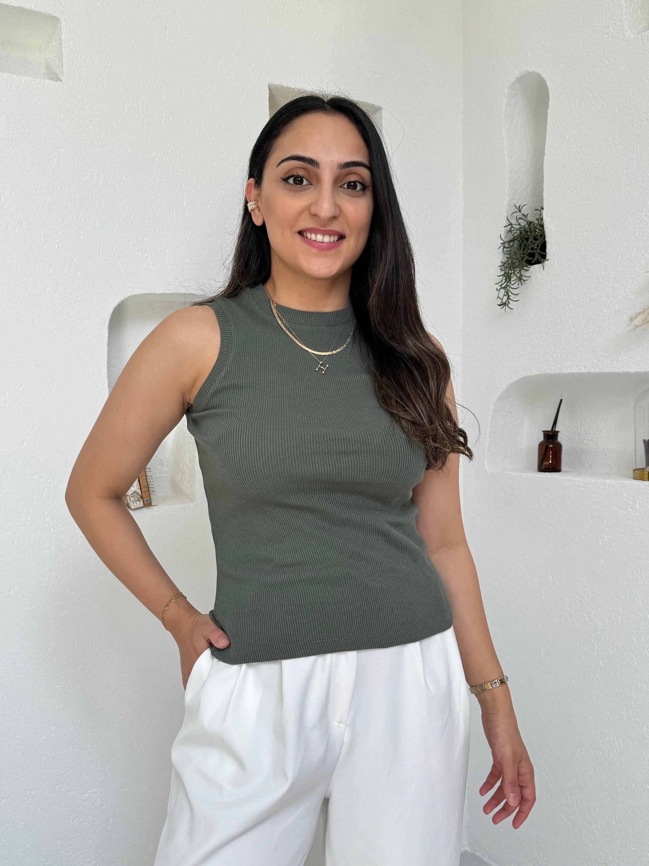 Anya Haki İnce Fitilli Basic Üst
