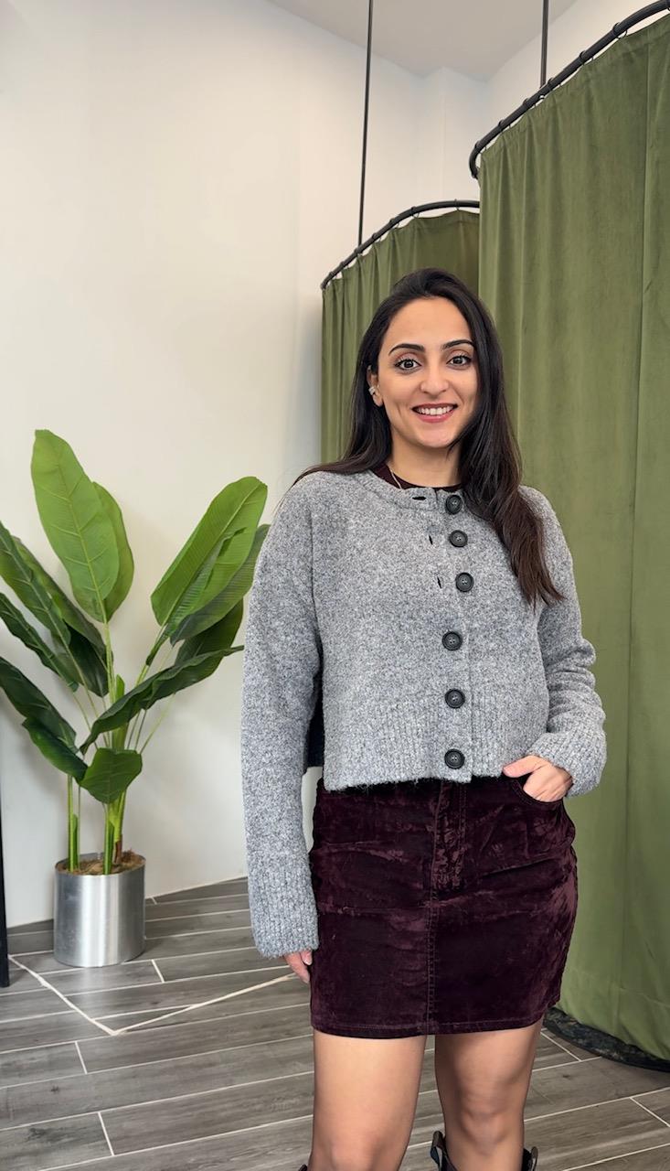 Dilvin Gri Yandan Yırtmaçlı Hırka