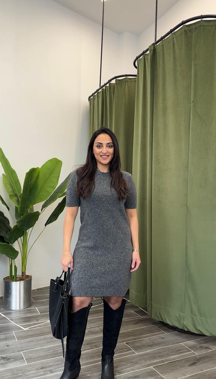 Dilvin Gri Yumuşak Dokulu Mini Elbise