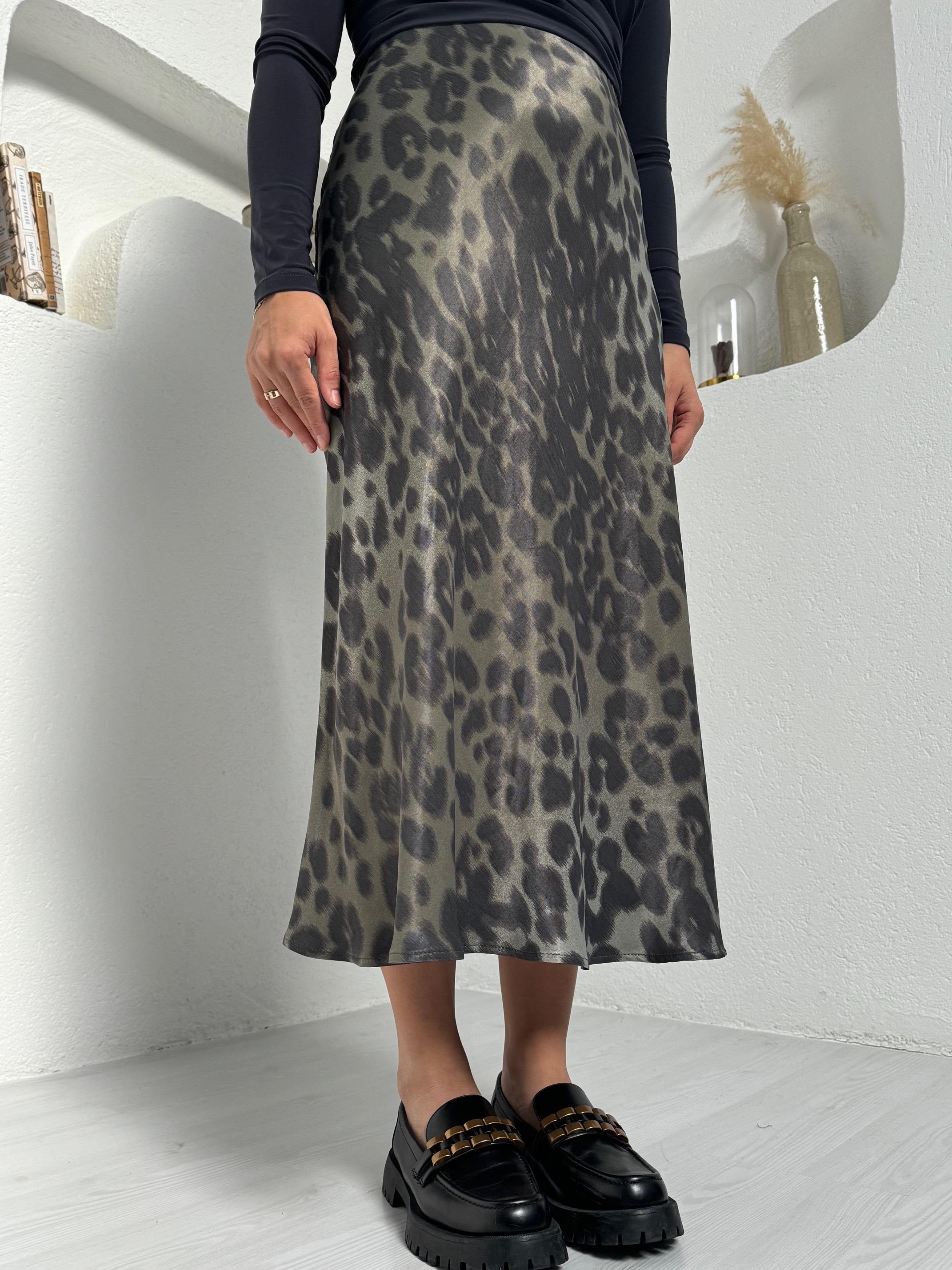 Haki Soft Leopar  Verev Saten Etek