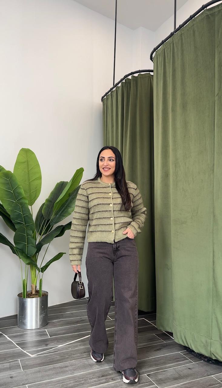 Koyu Kahve Wide Leg Likrasız Jean