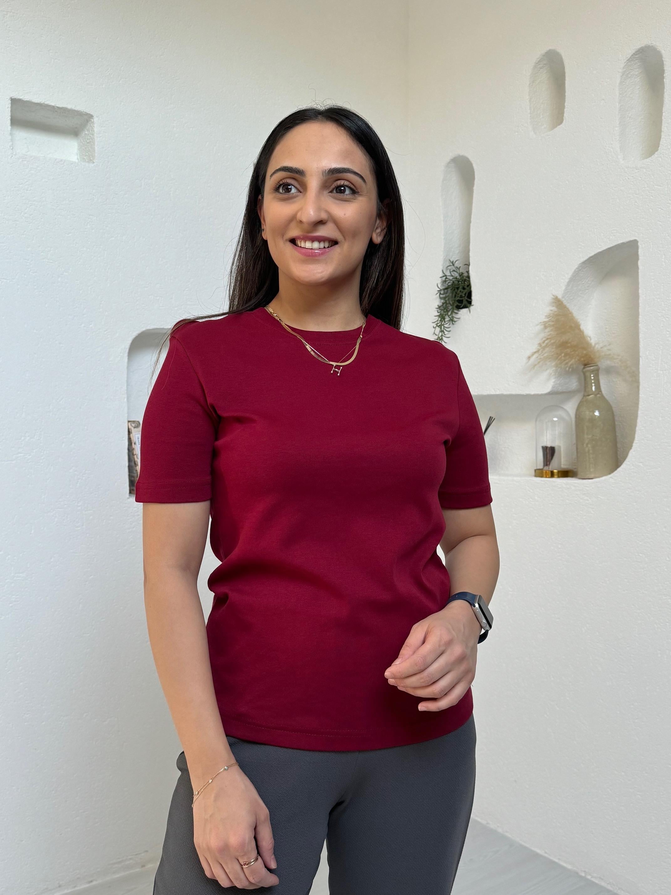 Massi Bordo Bisiklet Yaka Premium Tişört