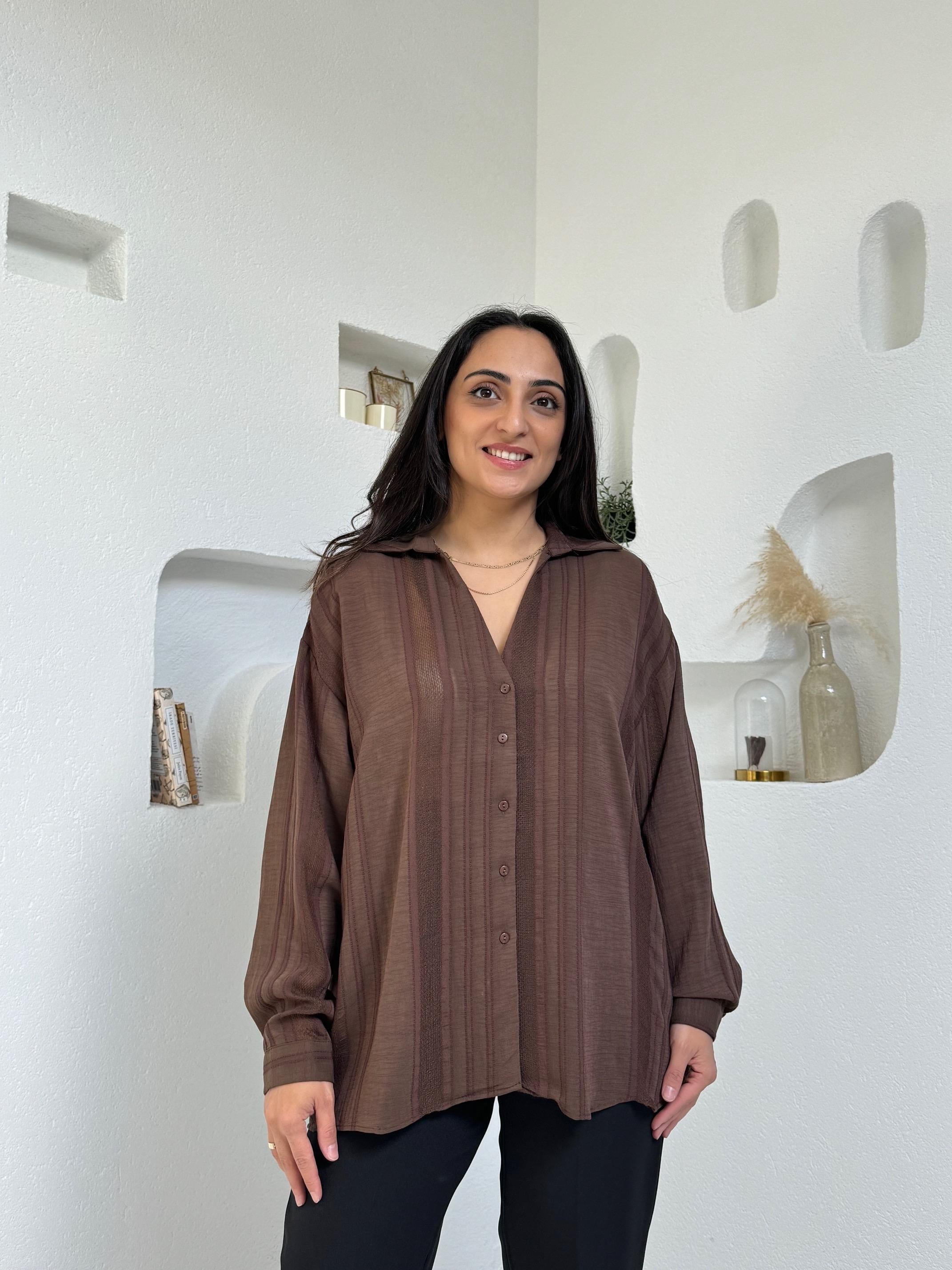 Mote Kahverengi Transparan Gömlek
