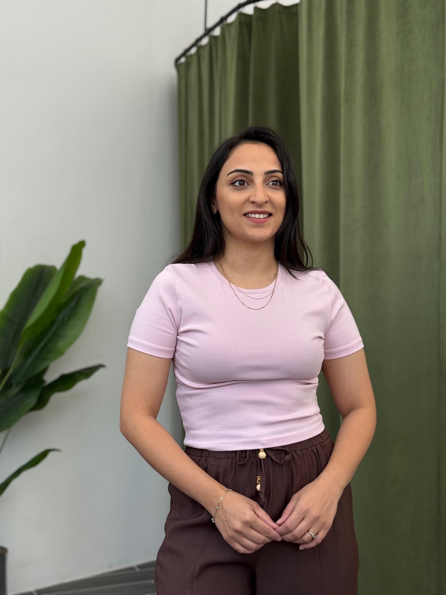 Pembe Crop Pamuklu Basic