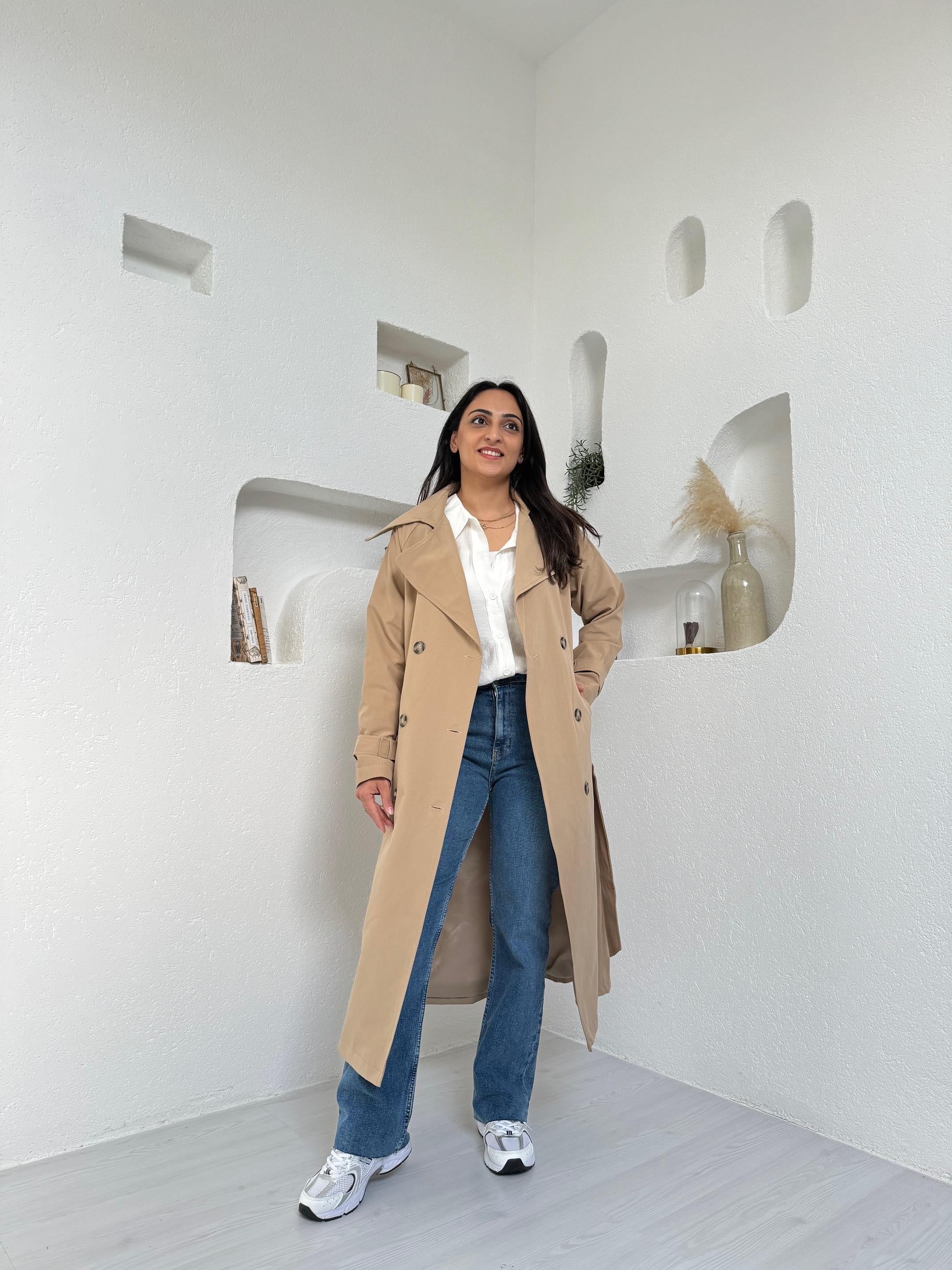 Sky Slim Camel Trençkot