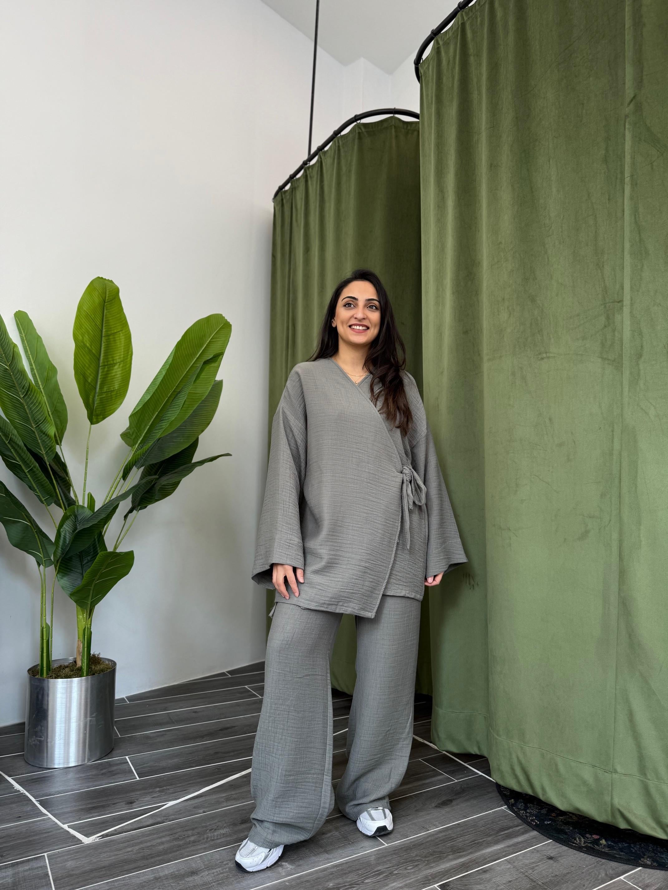 Su Yeşili Müslin Kimono Takım