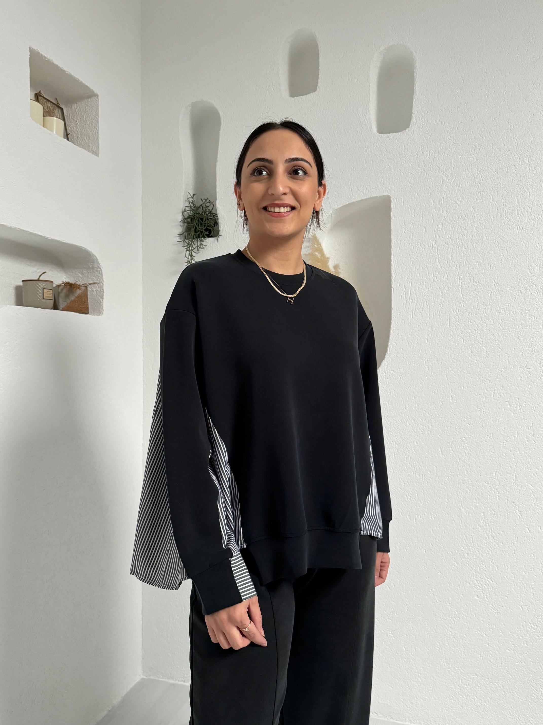 Antrasit Gömlek Detaylı Sweatshirt