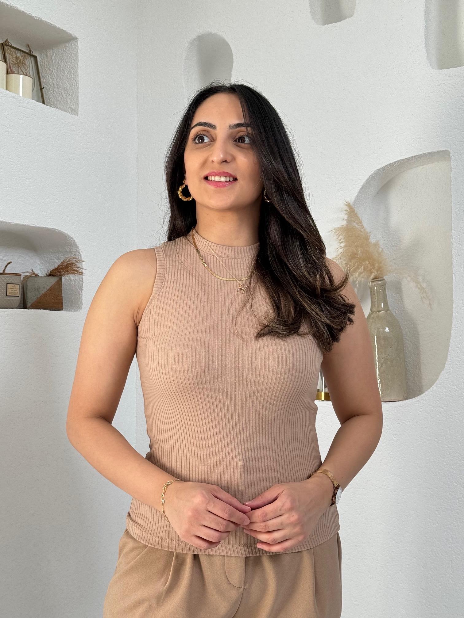 Anya Camel Fitilli Basic Üst