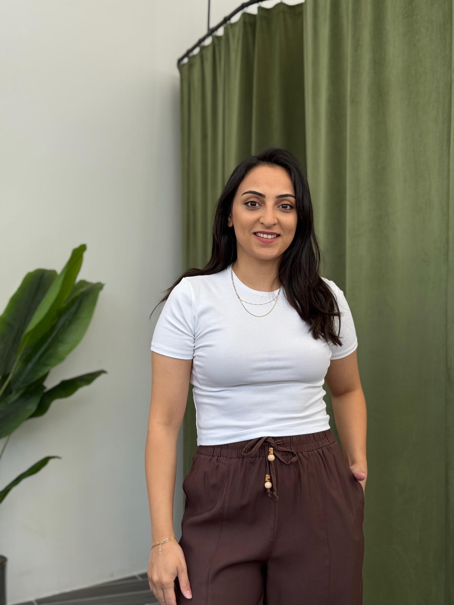 Beyaz Crop Pamuklu Basic