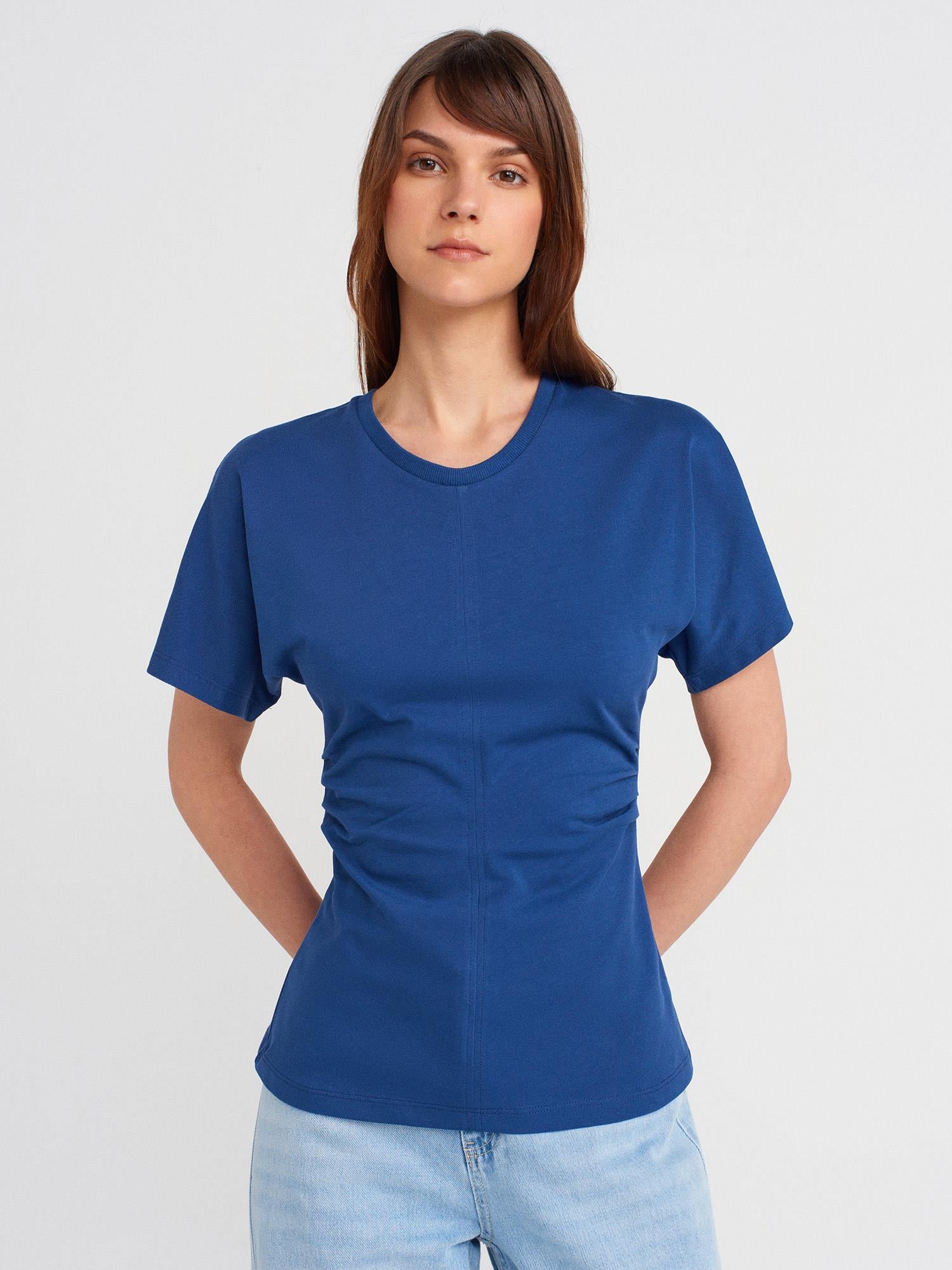 Dilvin İndigo Drape Detaylı Tişört