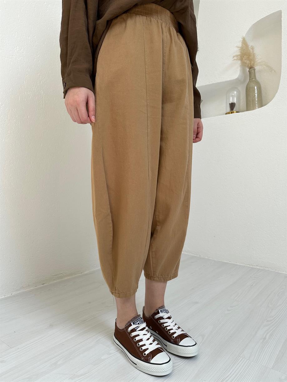 Gabardin Şalvar Pantolon Camel