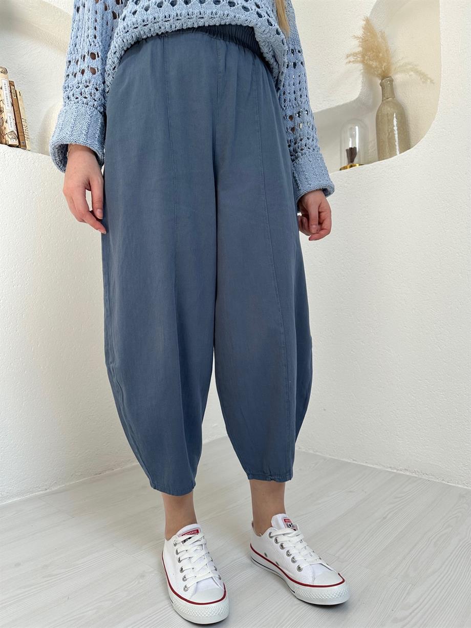 Gabardin Şalvar Pantolon Mavi