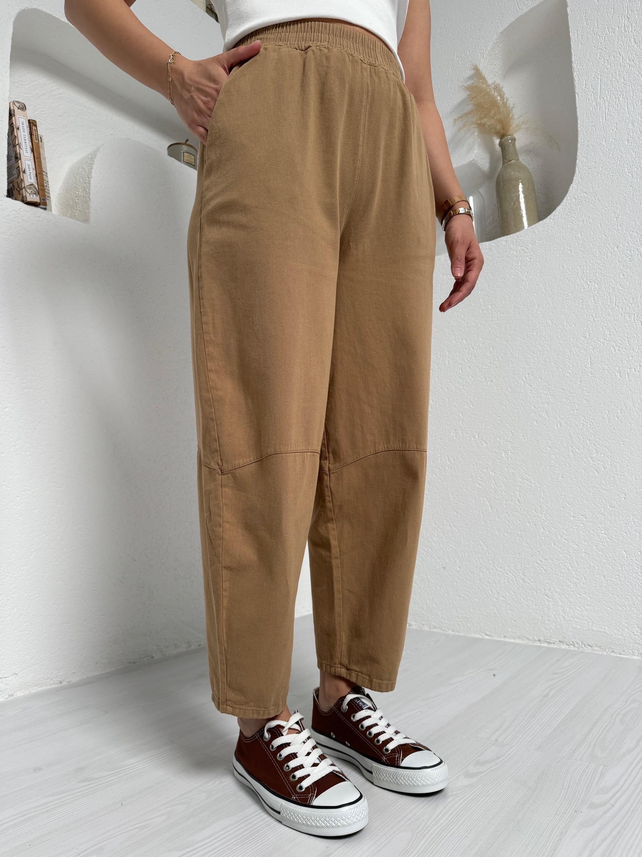 Galia Camel Gabardin Şalvar Kesim Pantolon
