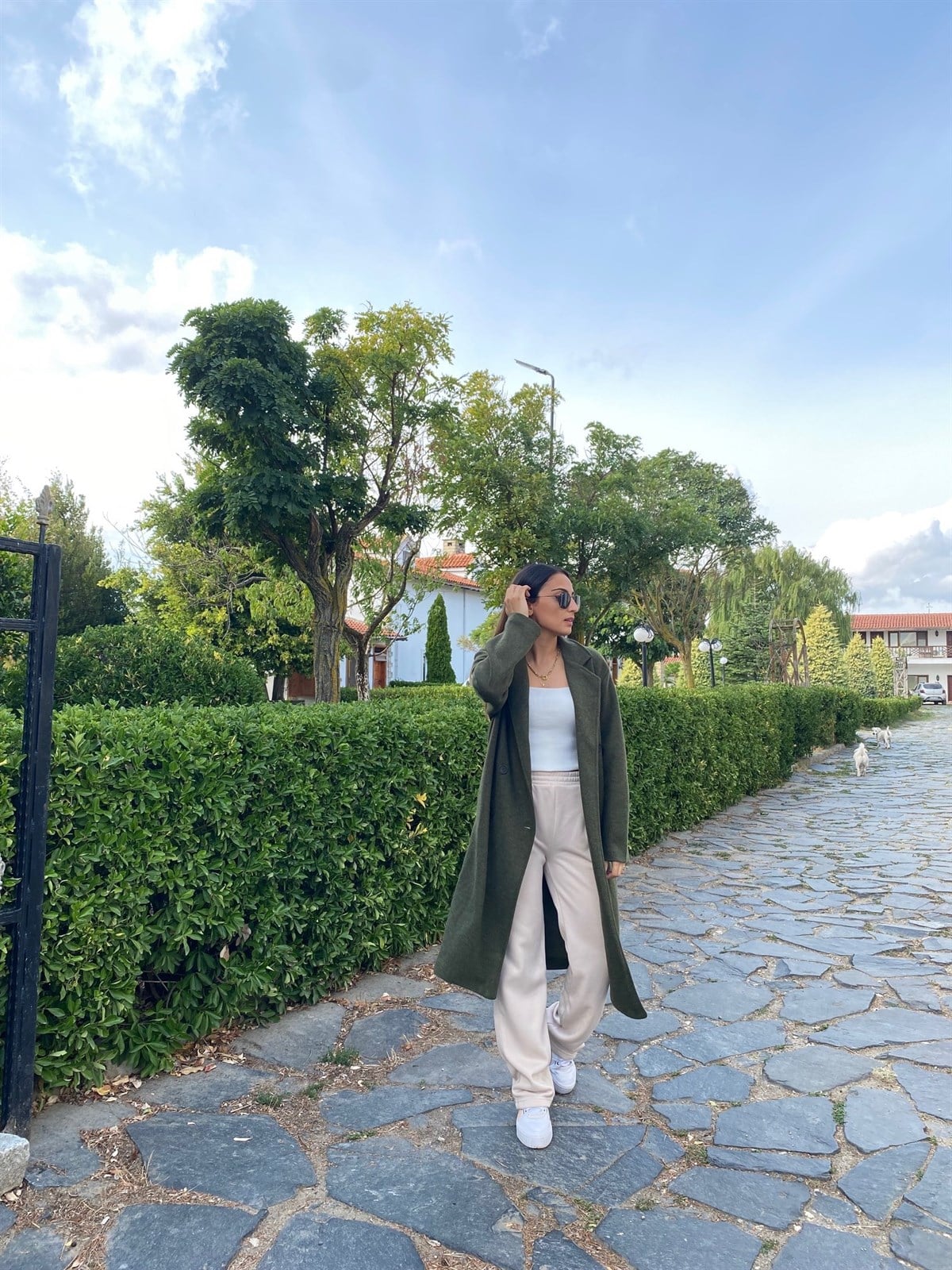 Haki Kaşmir Kaşe Kaban