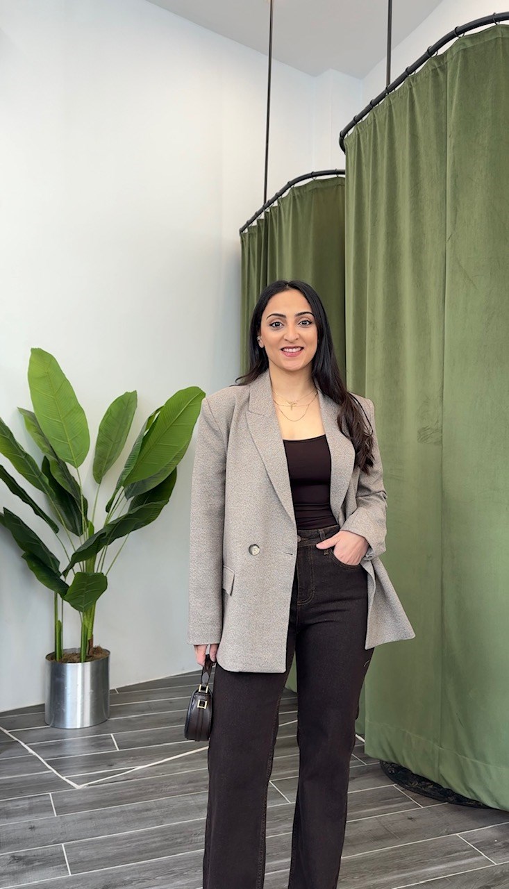 Karol Bej Çift Düğme Ceket