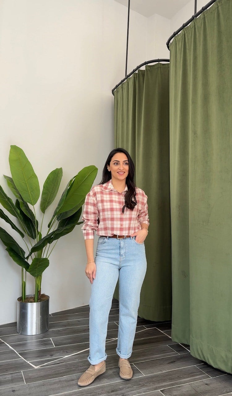 Karol Buz Mavisi Likralı Mom Kemerli Jean